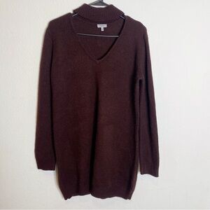 Tobi maroon brown knit cutout v-neck sweater dress size medium